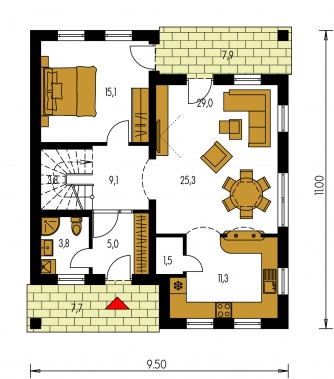 Floor plan of ground floor - KOMPAKT 41